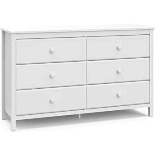 Storkcraft Alpine 6 Drawer Double Dresser (White) – GREENGUARD Gold Certified, Dresser For Nursery, 6 Drawer Dresser, Kids Dresser, Nursery Dresser Drawer Organizer, Chest of Drawers