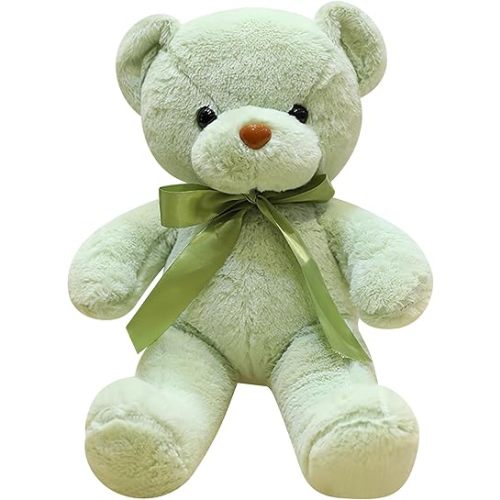 Green Teddy Bear Stuffed Animal 13.4” Soft Small Stuffed Teddy Bear Plush Toy Cute Cuddly Bear Plush for Kids Girls Birthday Mother's Day Christmas Wedding Party