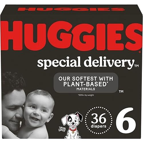 Huggies Special Delivery Hypoallergenic Baby Diapers Size 6 (35+ lbs), 36 Ct, Fragrance Free, Safe for Sensitive Skin