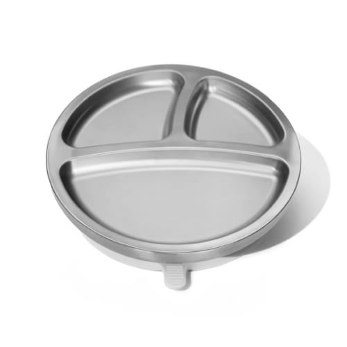 Baby Round Divided Plate | Stainless Steel & Silicone