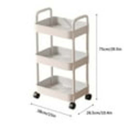 Ashosteey Rolling Trolley Kitchen Storage Carts with Shelves, White