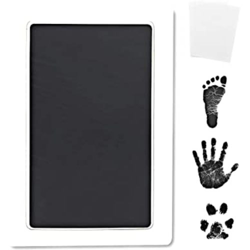 Inkless Large Clean Touch Ink Pad Kit for Baby Footprint, Handprint & Pet Paw Print - No Ink Mess, Clear Print, Smudge Resistant, Long Lasting, Baby Safe, Includes 2 Cardstock(Clean-Touch - Black)