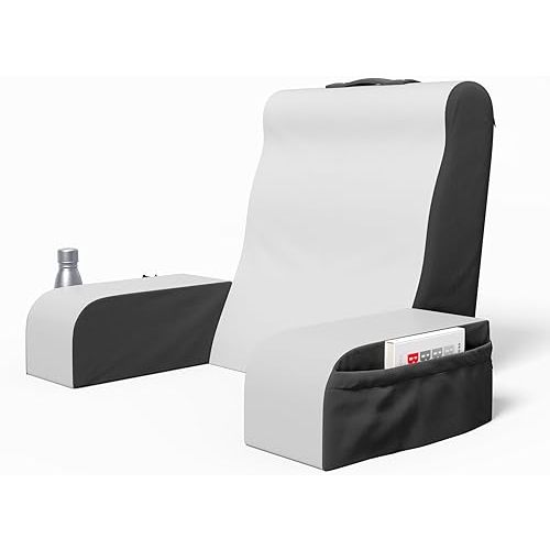 Kölbs Wedge Reading Cushion, Back Pillow for Bed Sitting Up, Cushion with Arms for TV Book Gaming Dorm Rooms, Backrest (Grey/White, Standard)