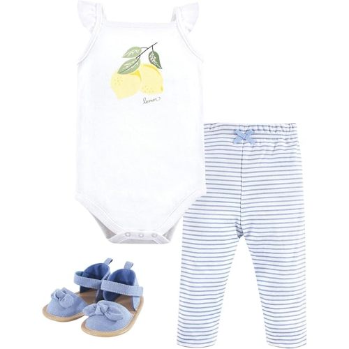 Hudson Baby Baby Cotton Bodysuit, Pant and Shoe Set