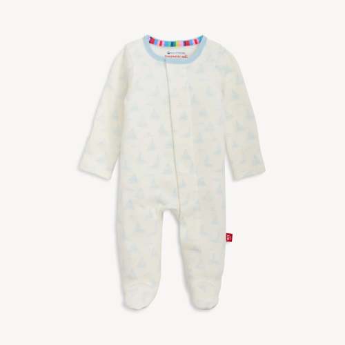 Tiny Tides Organic Cotton Magnetic Footie | Blue