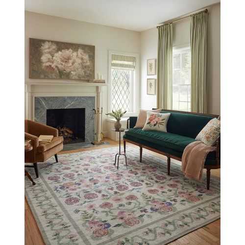 Loloi Rifle Paper Co. Rosa Collection RSA-01 Ivory 5'-0" x 7'-6" Area Rug