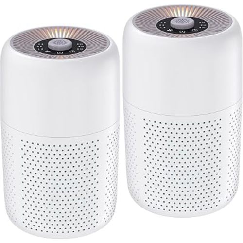 2 Pack YARIKI Air Purifiers for Bedroom with H13 True HEPA Filter,360° Air Intake,Essential Oil Diffuser,Night Light, 24dB Quiet Compact Air Purifier,P60