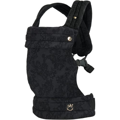 NEST BLANCHE Baby Carrier – Soft Cotton Linen Blend with Magnolia Jacquard Design, Adjustable and Ergonomic for Newborns and Toddlers (Ebony)