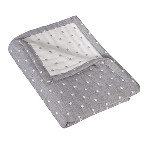 NTBAY 3 Layer Toddler Blanket, Muslin Cotton Jacquard Bed Blankets, Lightweight Thermal Baby Blanket, Super Soft and Warm Crib Blanket for All Seasons, Decoration Gift, 30"x40", Grey Dot