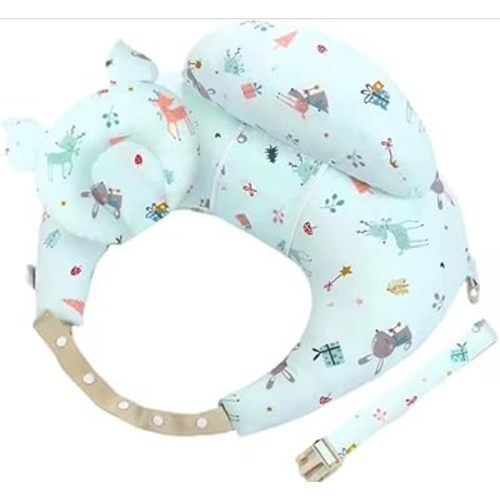 Nursing Pillow for Breastfeeding – Ergonomic Plus-Size Baby Feeding Cushion with 360° Fence Protection, Adjustable Strap & Machine Washable Cotton Cover (Christmas)