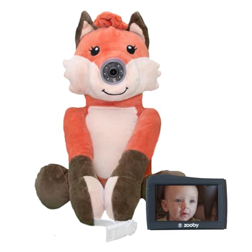 zooby Baby Car 4.3" HD Monitor, Wireless, Cuddly Plush Fox Camera, Simple Easy Setup, No WiFi Needed, Crash-Tested for Safety, Night Vision & Split Screen-Capable Nanny Cam Reduces Distracted Driving