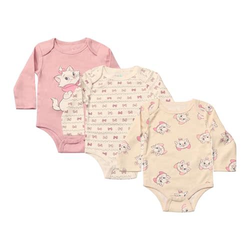 Magic Threadz Disney Clothes Baby Girls Bodysuit 3-Pack – Minnie Mouse & Marie from The Aristocats Bodysuits Newborn - Infant
