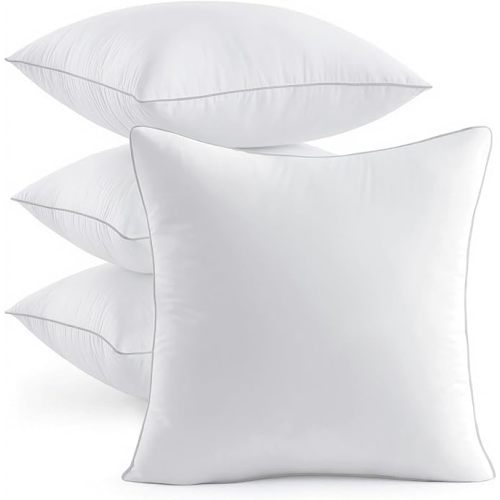 MIULEE 18x18 Inch Pillow Inserts Pack of 4 with 100% Textured Woven Fabric Cover