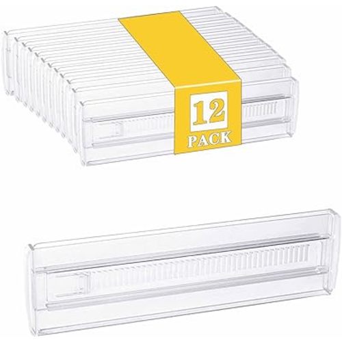 ChefktCove 12 Pcs Drawer Dividers for Clothes, 3.15" High 11.34"-19.69" Adjustable Expandable Dresser Drawer Organizer, Clear Plastic Separators for Dresser, Baby Clothing, Underwear, Cosmetic