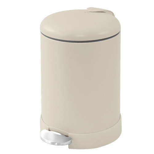 Glad Bathroom Trash Can, 1.2 Gallon Stainless Steel Small Step Garbage Bin with Lid, Beige