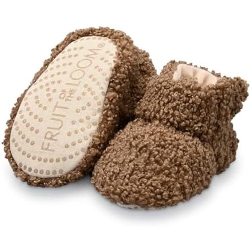 Fruit of the Loom Cozy Thermal Wrap Booties with Non-slip Grips for Baby Girls, Boys, Unisex -