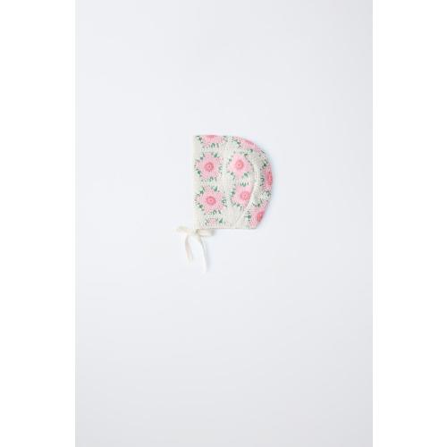 CROCHET FLOWER BONNET - Ecru | ZARA United States