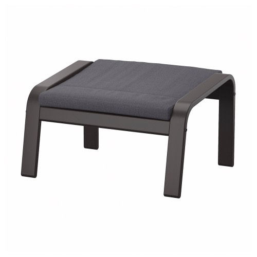 POÄNG Ottoman - black-brown/Skiftebo dark gray
