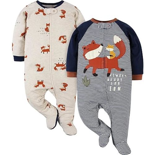 Gerber Baby Boys 2-pack 'N Play And Toddler Sleepers, Blue Fox, 6-9 Months US