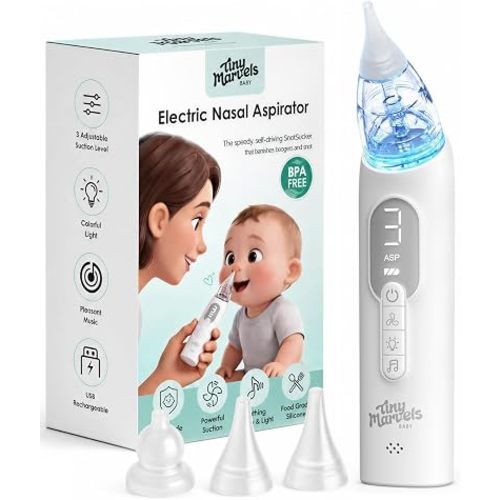 Nasal Aspirator for Baby, Nose Sucker with 3 Suction Level, Music Light