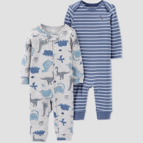 Baby Boys' 2pk Dino Coveralls - Just One You® made by carter's Gray/Blue 6M