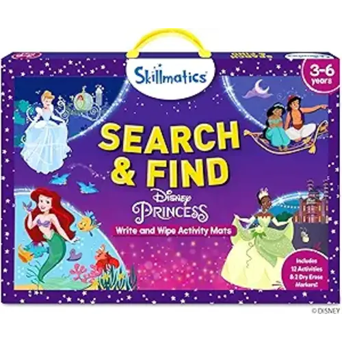 Skillmatics Search and Find Disney Princess Educational Game - Reusable Preschool Learning Activities, Christmas Toys, Art & Crafts, Gifts for Toddlers & Kids of Ages 3, 4, 5, 6