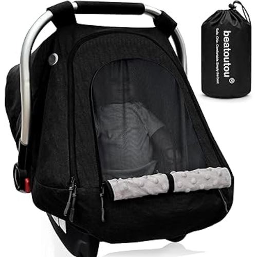 Baby Car Seat Cover,Patented Waterproof Baby Car Seat Cover for Boys & Girls,Infant Car Seat Cover Canopy for Girls,Windproof Car Seat Canopy for Boys, Keeps Babies Warm and Cozy (Black)