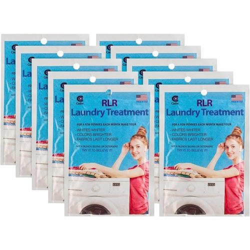 RLR Natural Laundry Detergent Powder – Whitens, Brightens, Refreshes Baby Cloth Diaper Detergent, Musty Towels, Workout Clothes - Non-toxic, Fragrance-Free For Sensitive Skin (Pack of 10))