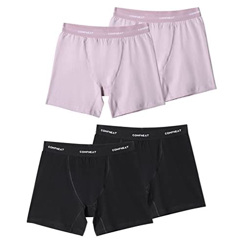 Comfneat Women's 4-Pack Boyshorts Cotton Spandex Boxer Briefs Stretchy Underwear Knitwear