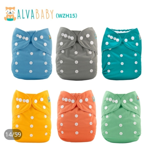 6-Pack Baby Cloth Diapers with 6 Microfiber Inserts - One Size Adjustable & Reusable Pocket Diapers for Infants & Toddlers