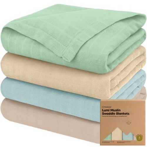 KeaBabies 4pk Muslin Swaddle Blankets for Baby Boys, Girls - Organic Baby Blankets, Nursing Swaddles for Newborns (Mirage)
