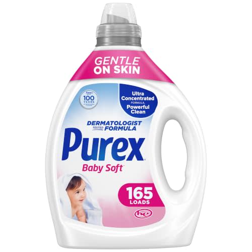 Purex Baby Soft Liquid Laundry Detergent, Ultra Concentrated, 82.5 fl oz, 165 Loads, Hypoallergenic, Dye Free, Gentle on Skin