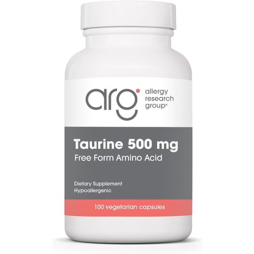 Allergy Research Group Taurine 500mg Supplement - Cardiovascular Support, Free Form Amino Acid, Pure, Organic, Vegetarian Capsules - 100 Count