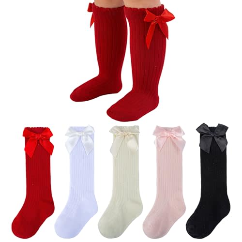 Baby Knee High Socks Girls Infant Toddler Bow Ruffle Long Tube Socks Baby Stockings Baby Girl Gifts
