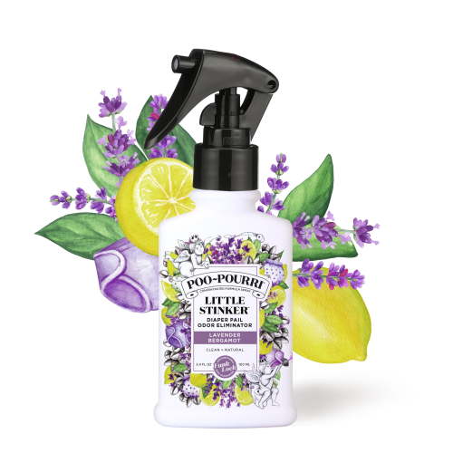 Baby-Pourri Little Stinker 3.4oz Diaper Pail Odor Freshener Spray - Plant Based Essential Oils - Magic Deodorizer Genie Spray for Your Munchkin - Great for Bags Pails & Trash - Lavender Scent