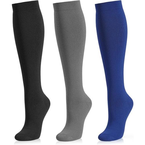 Medical Compression Socks for Women and Men 3 Pairs 20-30 mmHg Knee High Christmas Compression Stockings Circulation Best for Running Athletic Nurses