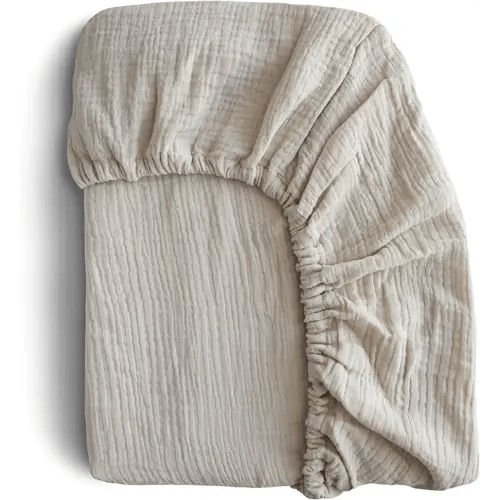 mushie Extra Soft Muslin Fitted Crib Sheet | 28"x 52" (Fog)
