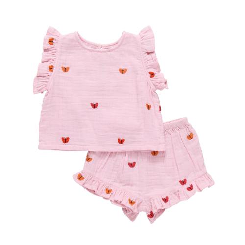 Baby Girls Roey 2-PC Set - Butterfly Embroidery