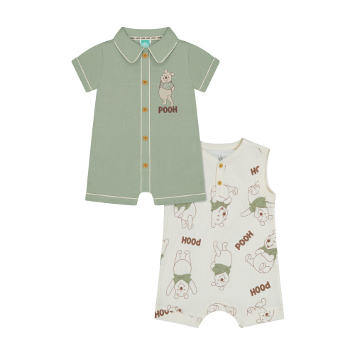Winnie the Pooh Baby Boy Rompers 2 Pack, Sizes 0/3-24 Months, Comfortable Summer Outfit
