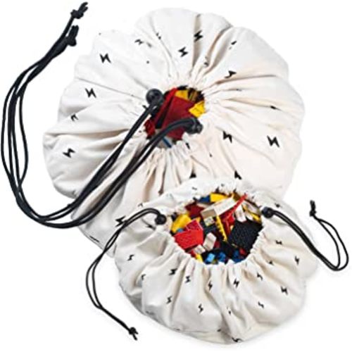 Play & Go Drawstring Play Mat Storage Bag for Children - Kids Toy Storage Organizer - Drawstring Toy Bag - Mini 16" Play Mat for Toddlers Toys and Bag for Storage - Thunderbolt