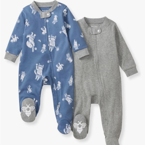 Burt's Bees Baby Boys Sleep and Play PJs, 100% Organic Cotton One-Piece Zip Front Romper Jumpsuit Pajamas