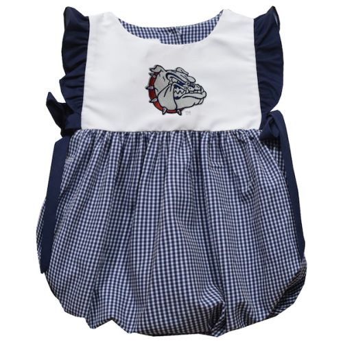 Girls Infant Vive La Fete Navy Gonzaga Bulldogs Gingham Puffy Bubble Dress