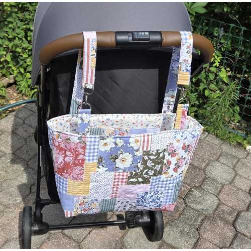 Colorful Patchwork Quilted Stroller Bag | Handmade Stroller Bag | Universal Stroller Caddy | Quick On The Go Stroller Bag | Baby Essentials