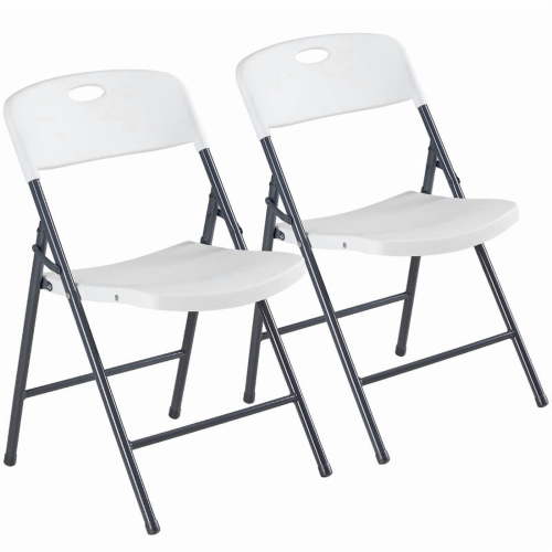 Gianna 2 Pack Plastic Folding Chairs Stackable Patio Garden Office Wedding Party Event Chairs, White