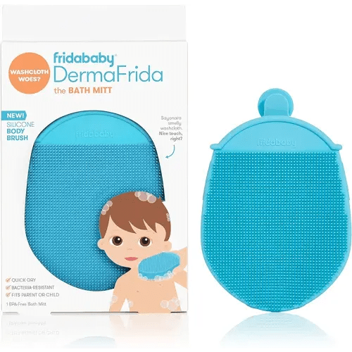 Frida Baby DermaFrida the Bath Mitt | Toddler Quick-Dry Body Bath Brush, Silicone, Replacement to Kid's Washcloth | Fits Both Parent or Child for Early Stage Development