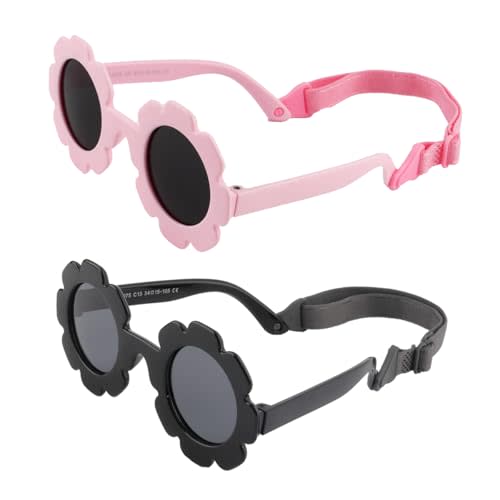 Baby flower Sunglasses Round Flower Flexiable Bendable Glasse for Infant Boys Girls 0-24 Months Valentine Gifts