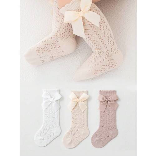 3 Pairs Children Bow Mesh Leg Stockings Anti-Mosquito Breathable Mid-Calf Socks, Sweet Princess Style | SHEIN USA