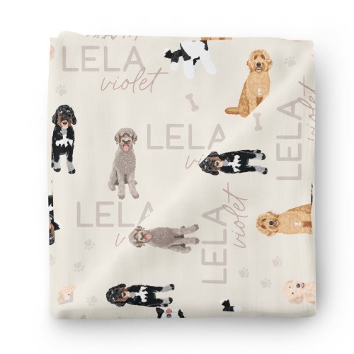 Personalized Baby Name Swaddle Blanket | Doodles