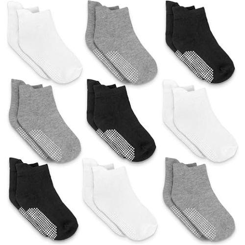 Infinno Baby Non Slip Ankle Socks 9 Pairs - Toddler Socks with Grips for Kids, Infants Boys and Girls 6-24 Months, 1T-7T