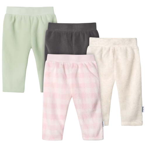 Gerber Baby Girl Fleece Pants, 4-Pack, Sizes 0/3 Months - 24 Months